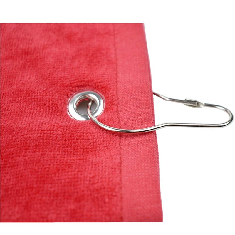 Hauni Golf Towel with Clip Grommet Cotton Terry-Cloth for Golf Bag, 16 x 23.6 Inches Red - Image 3